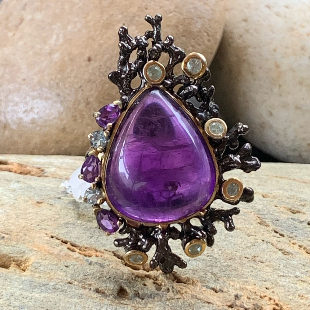 Seascape Artisan Amethyst Sterling Ring